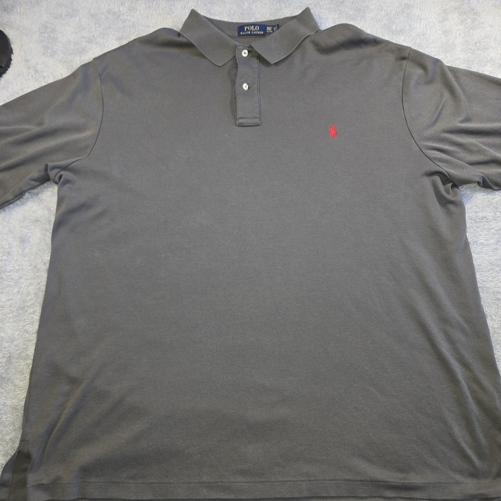Polo Ralph Lauren Mens 2XLT Tall Gray Short Sleeve Cotton Polo Shirt Red Pony
